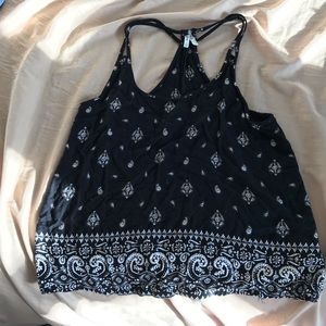 Blank and white patterned tank top